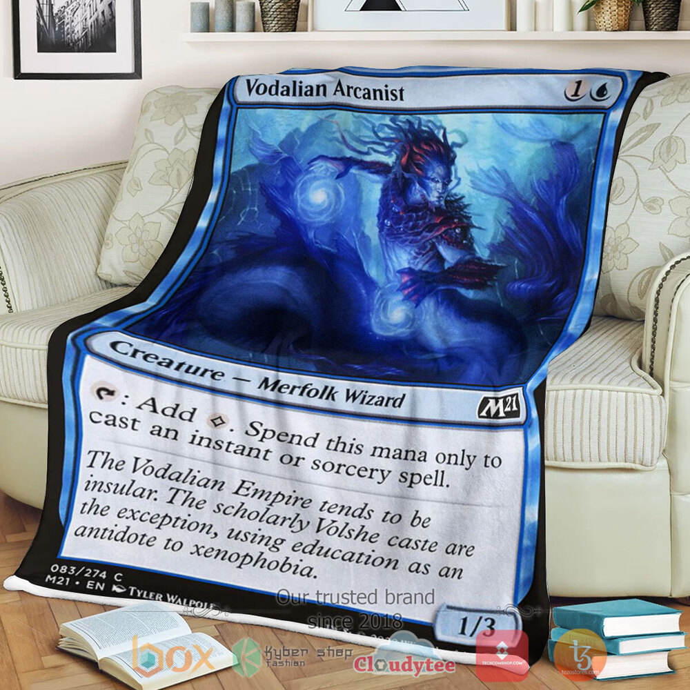 Game Magic The Gathering M21 83 Vodalian Arcanist Fleece Blanket Game Magic The Gathering M21 83 Vodalian Arcanist Fleece Blanket