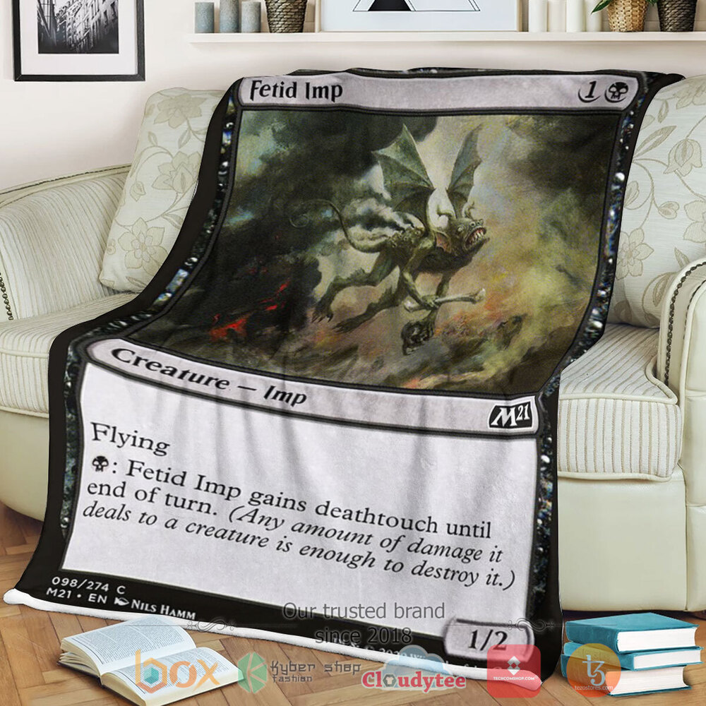 Game Magic The Gathering M21 98 Fetid Imp Fleece Blanket Game Magic The Gathering M21 98 Fetid Imp Fleece Blanket