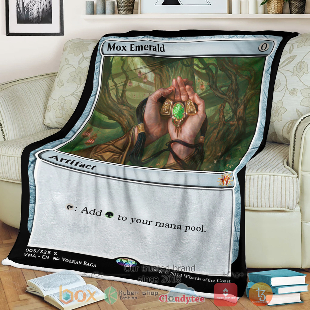 Game Magic The Gathering Mox Emerald Fleece Blanket Game Magic The Gathering Mox Emerald Fleece Blanket