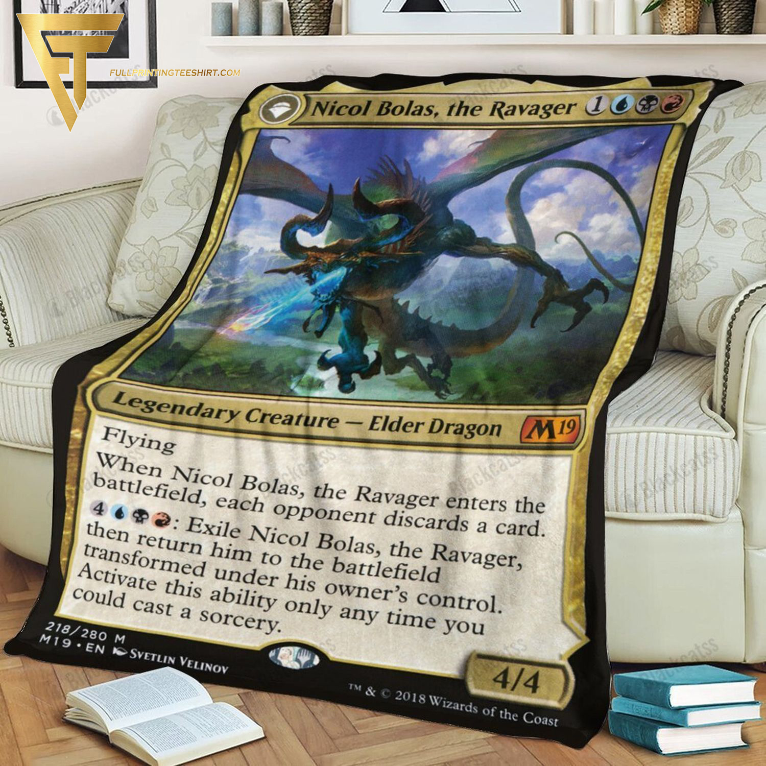 Game Magic The Gathering Nicol Bolas The Ravager All Over Print Blanket Game Magic The Gathering Nicol Bolas The Ravager All Over Print Blanket
