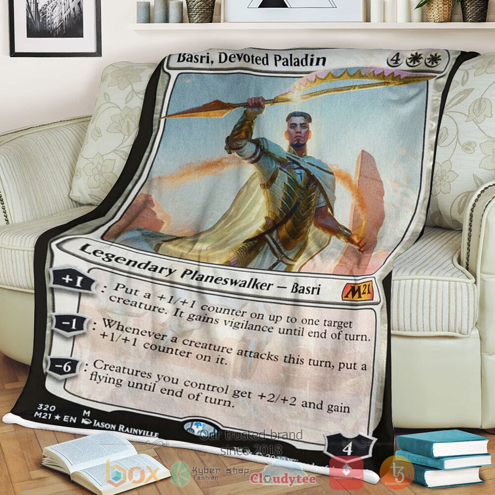 Game Mtg Basri Devoted Paladin Fleece Blanket Game Mtg Basri Devoted Paladin Fleece Blanket