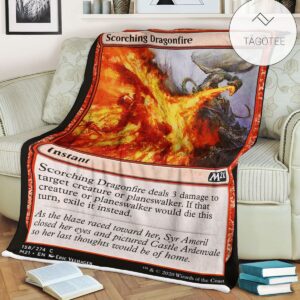 Game Mtg Magic The Gathering M21 158 Scorching Dragonfire Fleece Blanket