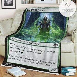Game Mtg Magic The Gathering M21 193 Llanowar Visionary Fleece Blanket