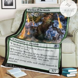 Game Mtg Magic The Gathering M21 213 Warden Of The Woods Fleece Blanket