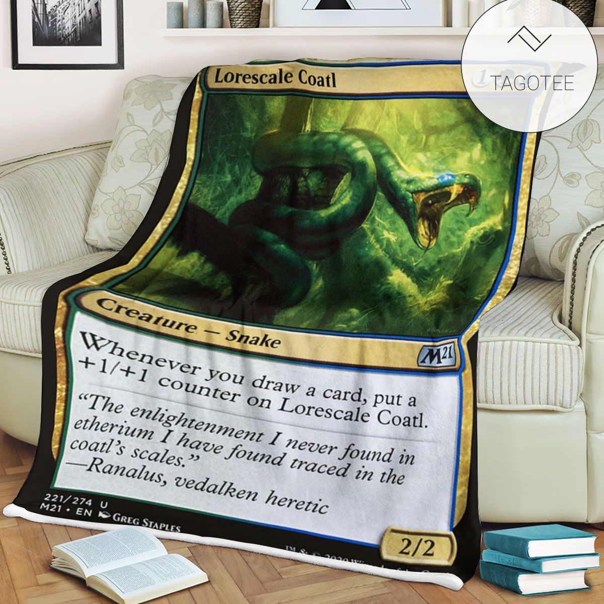 Game Mtg Magic The Gathering M21 221 Lorescale Coatl Fleece Blanket Game Mtg Magic The Gathering M21 221 Lorescale Coatl Fleece Blanket