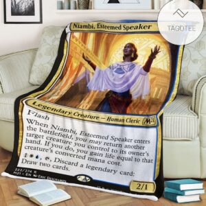 Game Mtg Magic The Gathering M21 222 Niambi Esteemed Speaker Fleece Blanket Tagotee