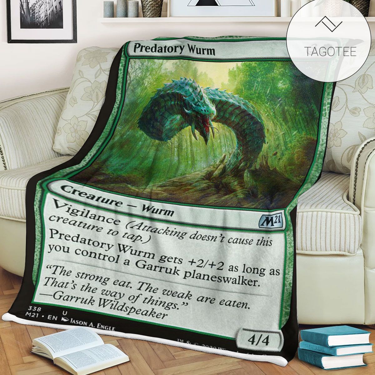 Game Mtg Magic The Gathering M21 338 Predatory Wurm Fleece Blanket Game Mtg Magic The Gathering M21 338 Predatory Wurm Fleece Blanket