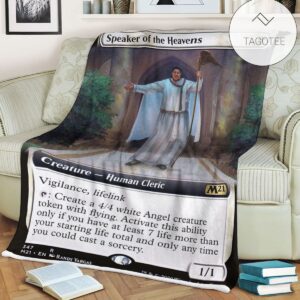 Game Mtg Magic The Gathering M21 347 Speaker Of The Heavens Fleece Blanket Tagotee