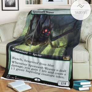Game Mtg Magic The Gathering M21 378 Sporeweb Weaver Fleece Blanket