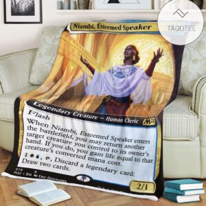 Game Mtg Magic The Gathering M21 379 Niambi Esteemed Speaker Fleece Blanket