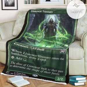 Game Mtg Magic The Gathering M21 397 Llanowar Visionary Fleece Blanket Tagotee