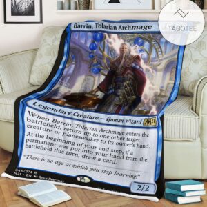 Game Mtg Magic The Gathering M21 45 Barrin Tolarian Archmage Fleece Blanket