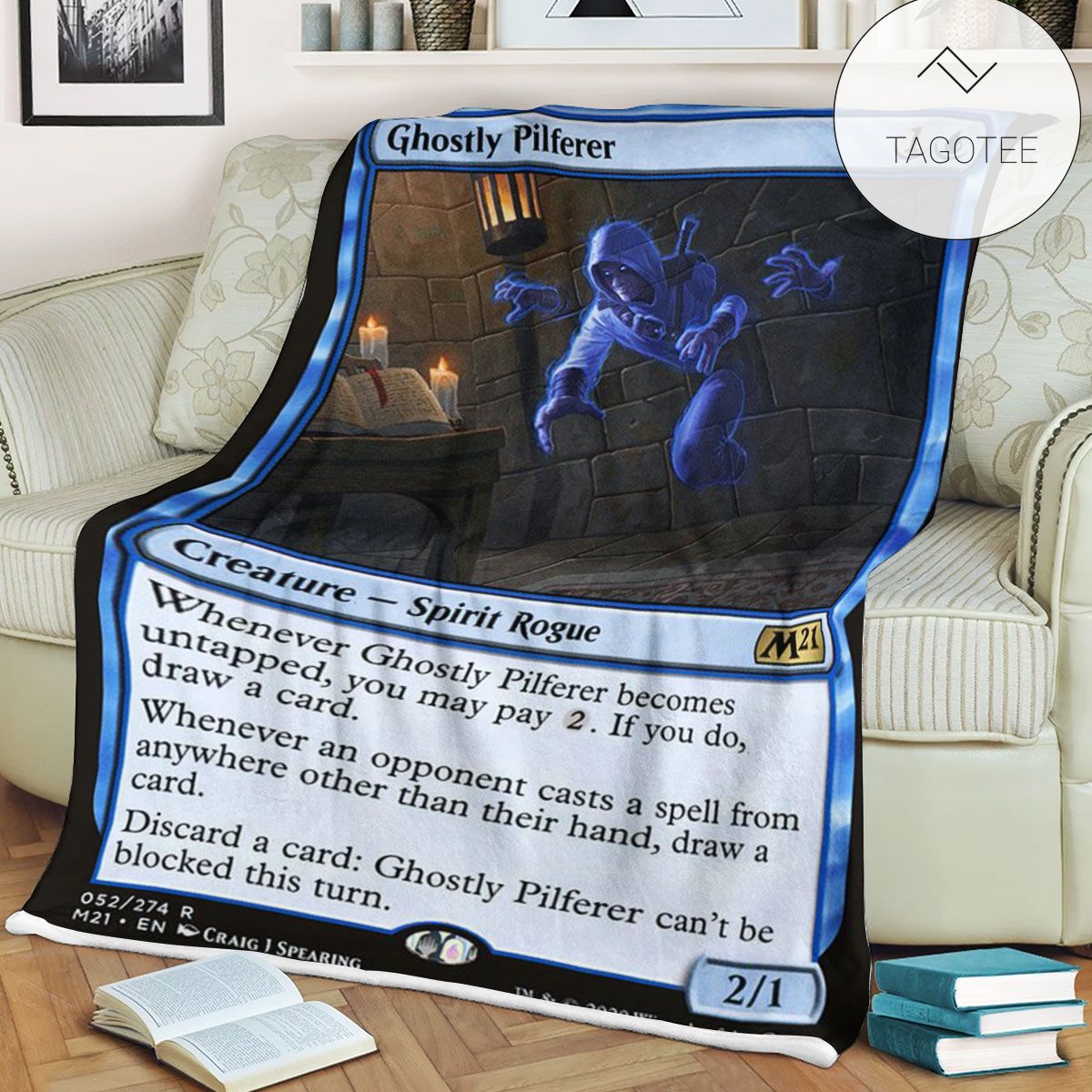 Game Mtg Magic The Gathering M21 52 Ghostly Pilferer Fleece Blanket Game Mtg Magic The Gathering M21 52 Ghostly Pilferer Fleece Blanket