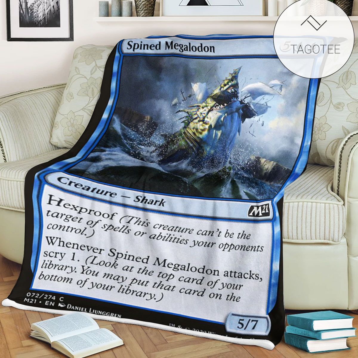 Game Mtg Magic The Gathering M21 72 Spined Megalodon Fleece Blanket Game Mtg Magic The Gathering M21 72 Spined Megalodon Fleece Blanket