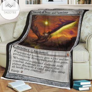 Game Mtg Magic The Gathering Mbs 138 Sword Of Feast And Famine Fleece Blanket Tagotee