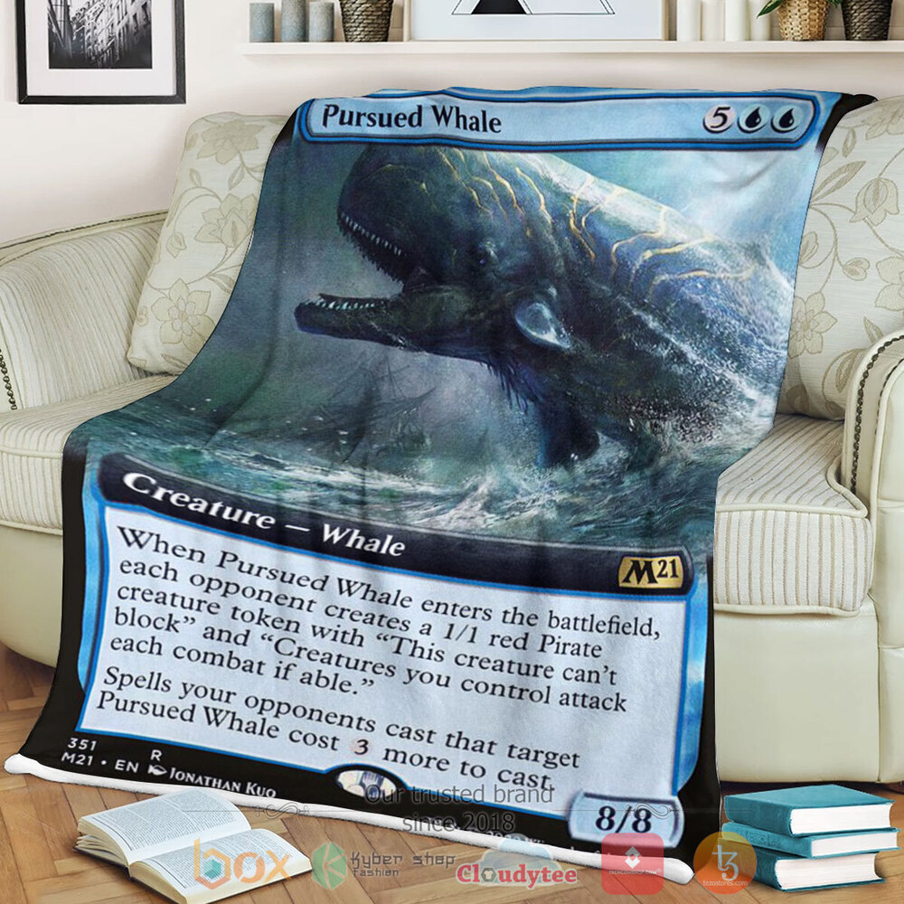 Game Mtg Pursued Whale Fleece Blanket Game Mtg Pursued Whale Fleece Blanket