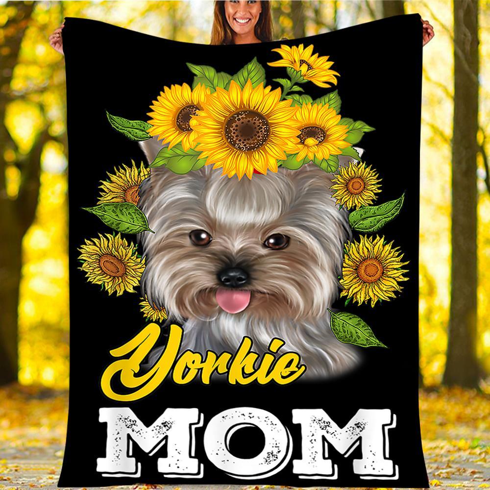 Yorkie Mom Sunflower Yorkie Dog Blanket Yorkie Mom Sunflower Yorkie Dog Blanket