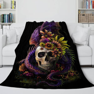 Halloween Decoration Skeleton Skull Bed Blanket 851
