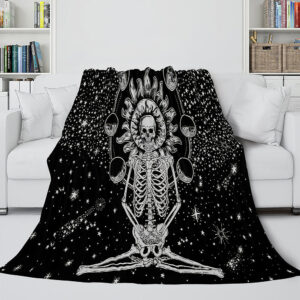 Halloween Decoration Skeleton Skull Bed Blanket 767