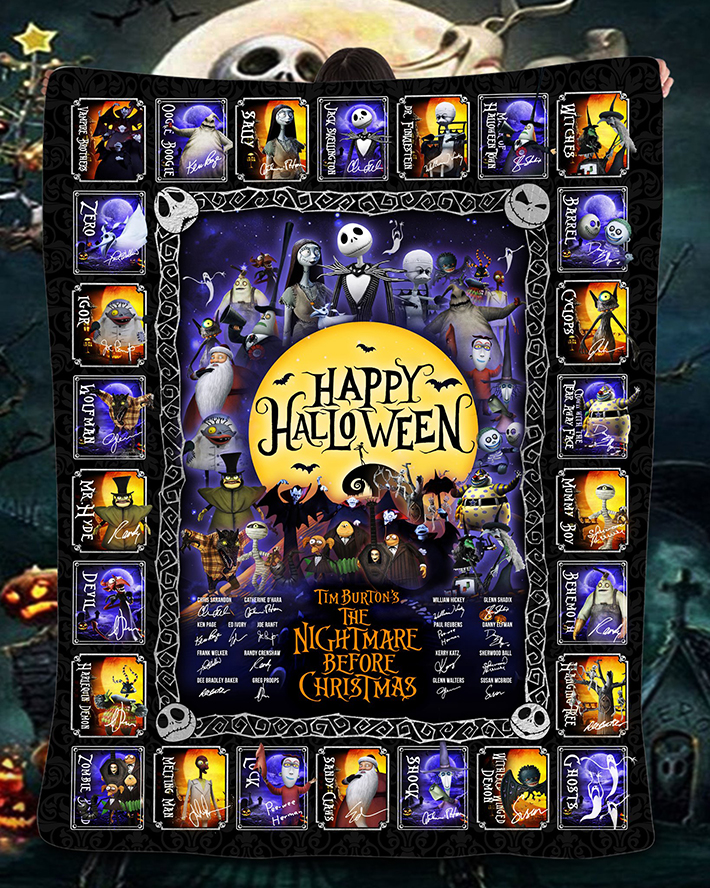 Happy Halloween Tim Burton And The Nightmare Before Christmas Blanket Happy Halloween Tim Burton And The Nightmare Before Christmas Blanket