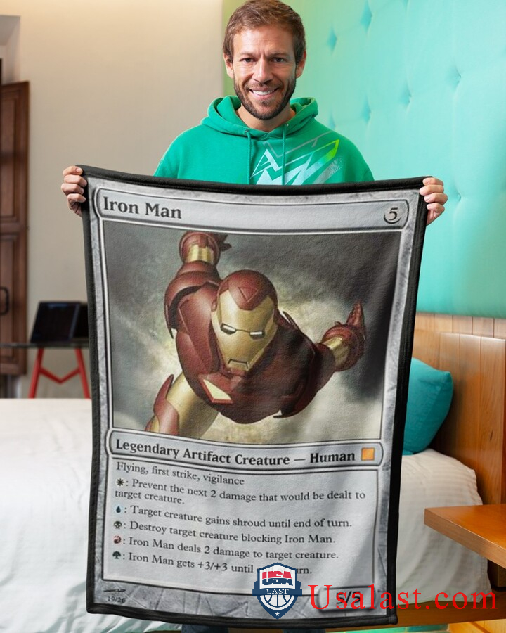 Iron Man Magic Card Fleece Blanket Iron Man Magic Card Fleece Blanket