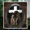 Jesus Cross Black Horse Horseshoe Blanket