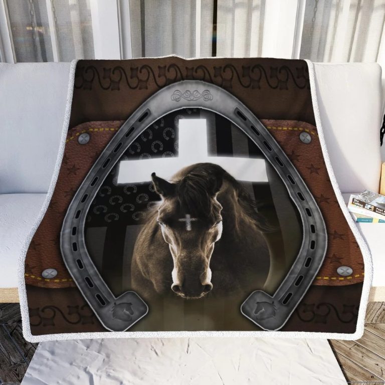 Jesus-Cross-Black-Horse-Horseshoe-Blanket-4