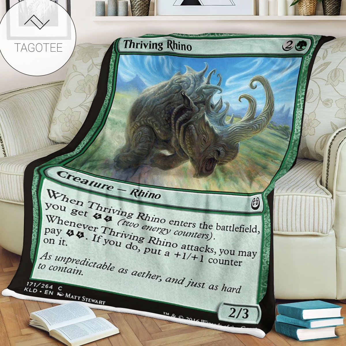 Kld 171 Thriving Rhino Game Mtg Magic The Gathering Fleece Blanket Kld 171 Thriving Rhino Game Mtg Magic The Gathering Fleece Blanket
