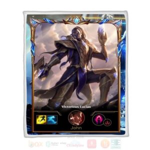 League Of Legends Lucian Custom Name Sherpa Blanket