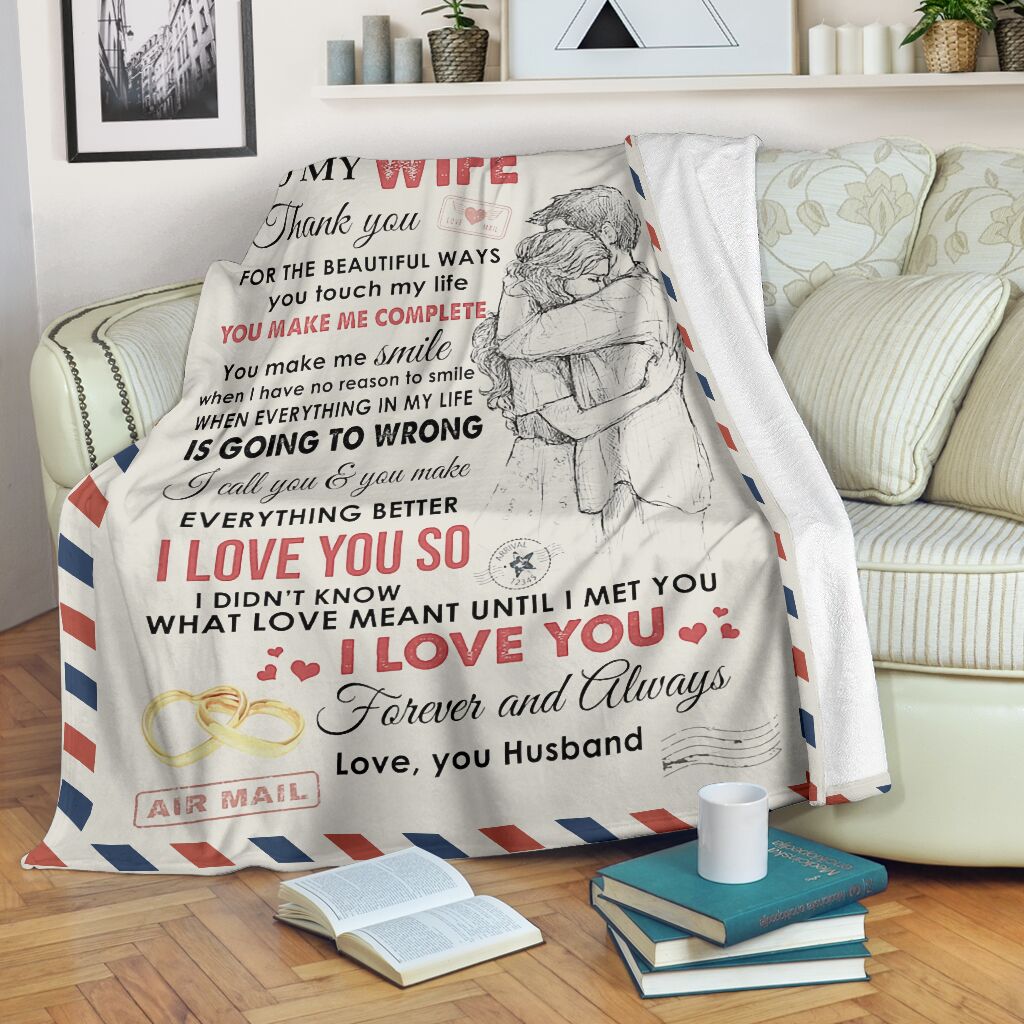 Love Air Mail To My Wife You Make Me Complete I Love You Full Printing Blanket Love Air Mail To My Wife You Make Me Complete I Love You Full Printing Blanket