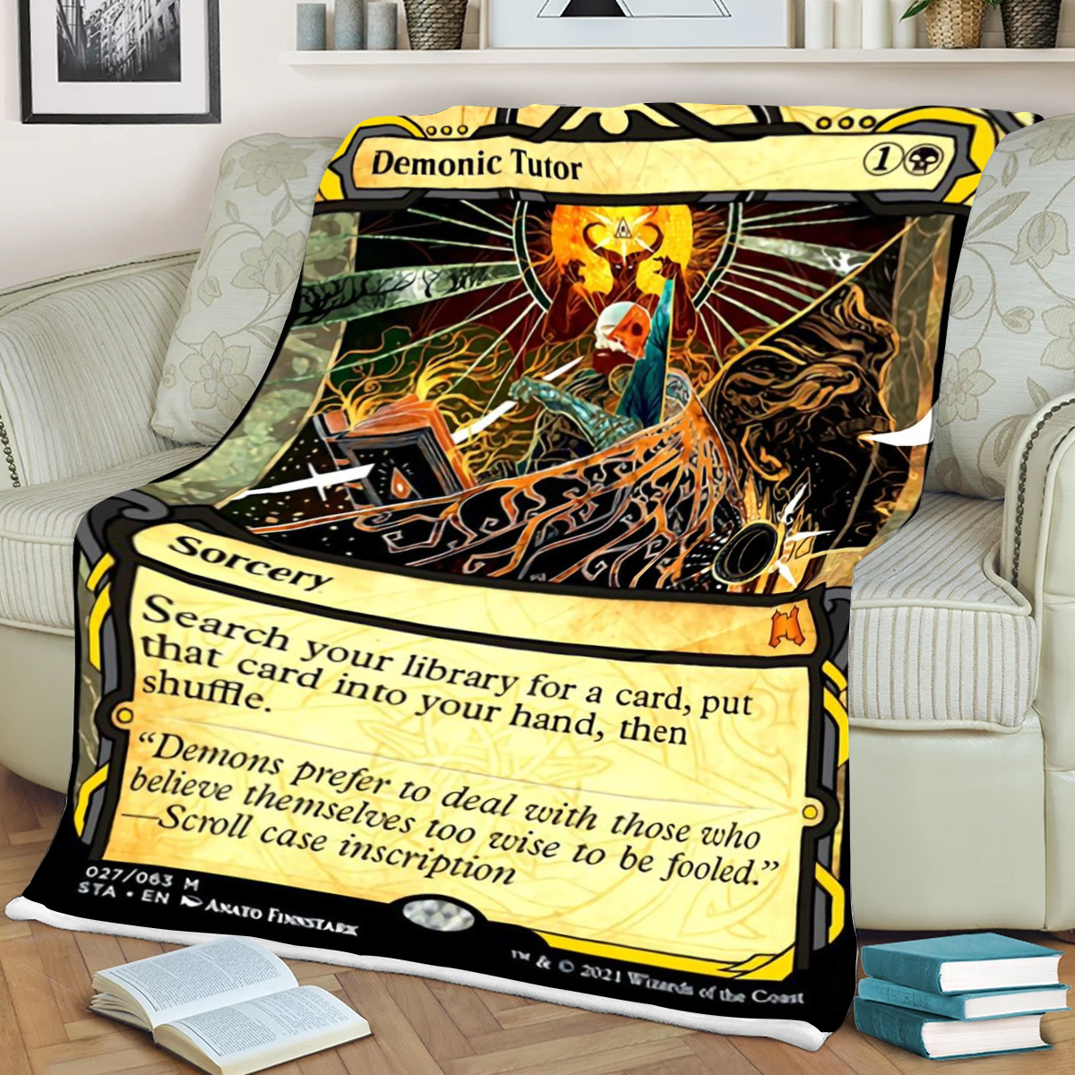 Magic The Gathering Demonic Tutor Sherpa Blanket Magic The Gathering Demonic Tutor Sherpa Blanket
