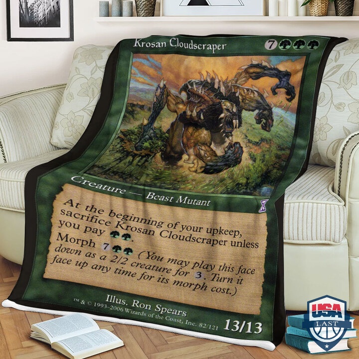 Magic-The-Gathering-Krosan-Cloudscraper-Card-Fleece-Blanket-1