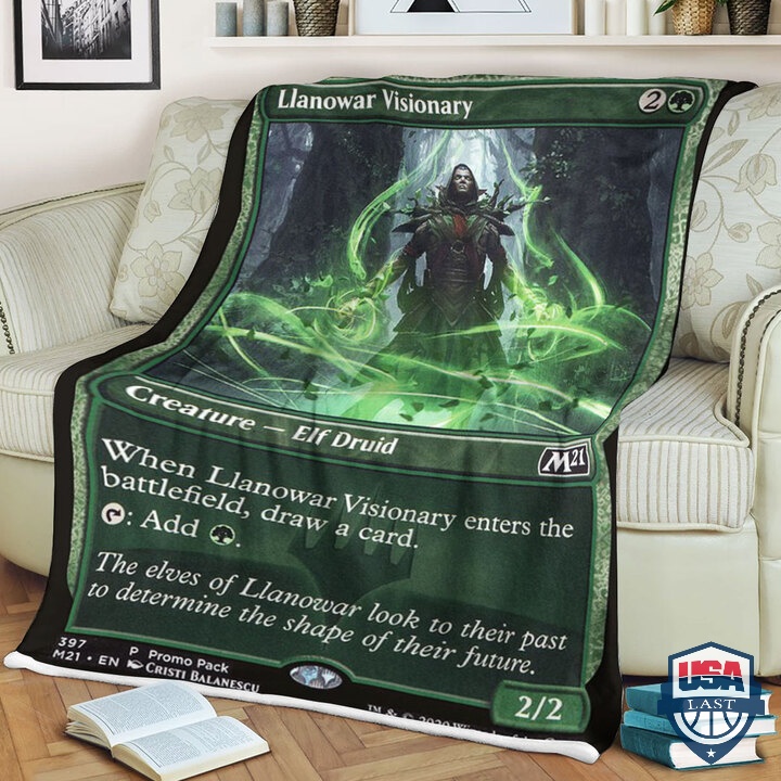Magic-The-Gathering-M21-397-Llanowar-Visionary-Card-Fleece-Blanket-1