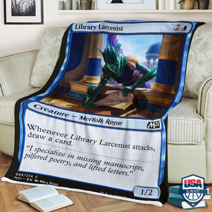 Magic The Gathering M21 55 Library Larcenist Card Fleece Blanket Magic The Gathering M21 55 Library Larcenist Card Fleece Blanket