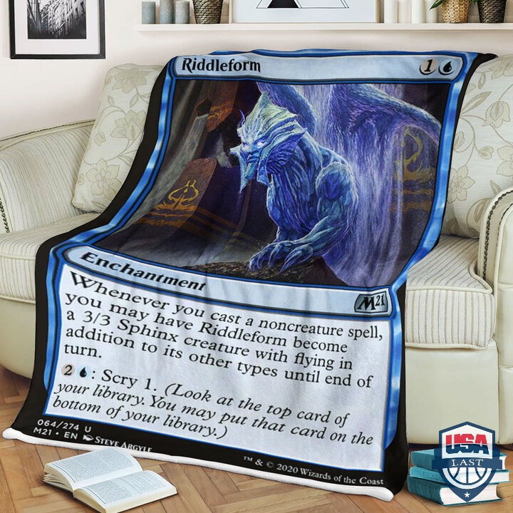 Magic-The-Gathering-M21-64-Riddleform-Card-Fleece-Blanket-1
