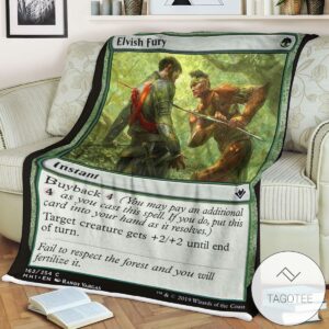 Mh1 162 Elvish Fury Mtg Game Magic The Gathering Blanket