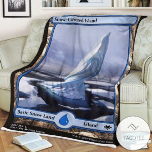 Mh1 251 Snow Covered Island Mtg Game Magic The Gathering Blanket