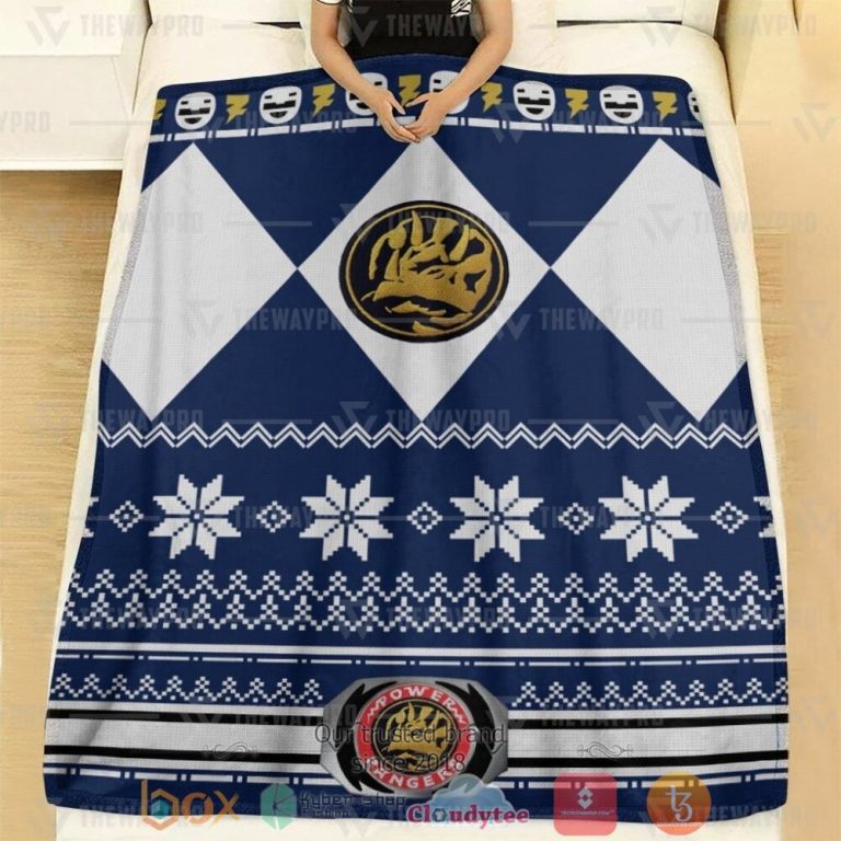 Mighty-Morphin-Blue-Power-Rangers-Ugly-Christmas-Custom-Soft-Blanket-1