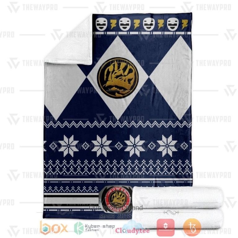Mighty-Morphin-Blue-Power-Rangers-Ugly-Christmas-Custom-Soft-Blanket-2