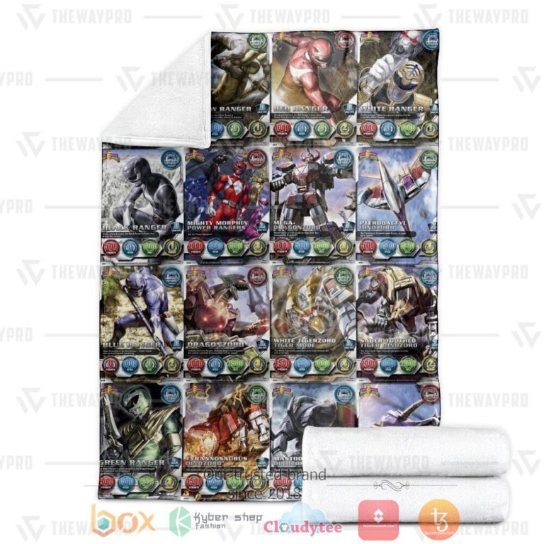 Mighty-Morphin-Power-Rangers-Cards-Custom-Soft-Blanket-2