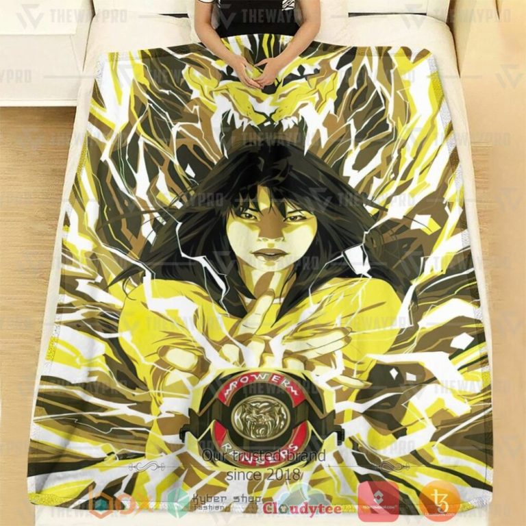 Mighty-Morphin-Power-Rangers-ItS-Morphin-Time-Yellow-Custom-Soft-Blanket-1