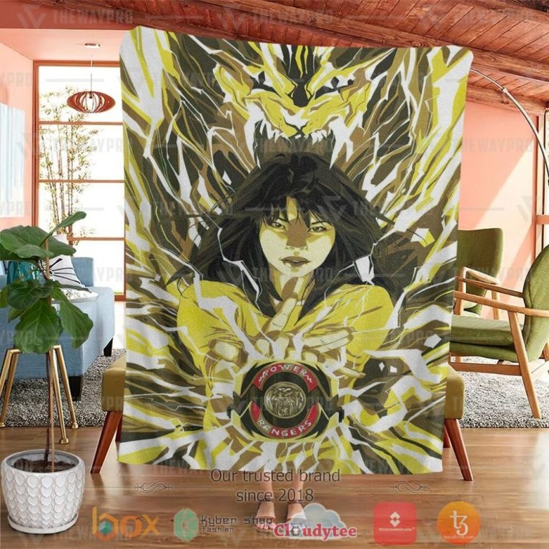Mighty-Morphin-Power-Rangers-ItS-Morphin-Time-Yellow-Custom-Soft-Blanket-3