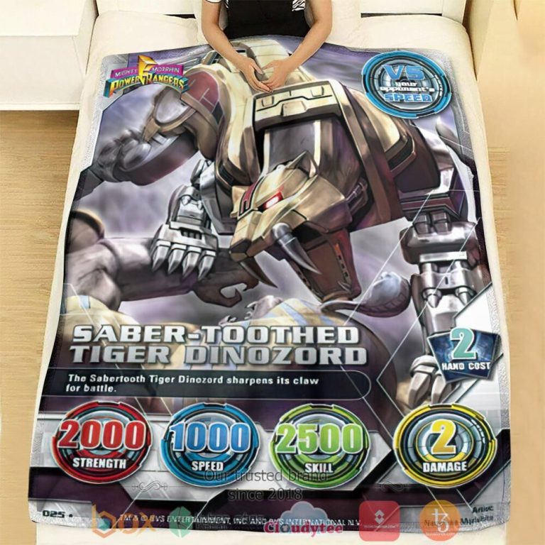 Mighty-Morphin-Power-Rangers-Saber-Toothed-Tiger-Dinozord-Custom-Soft-Blanket-1