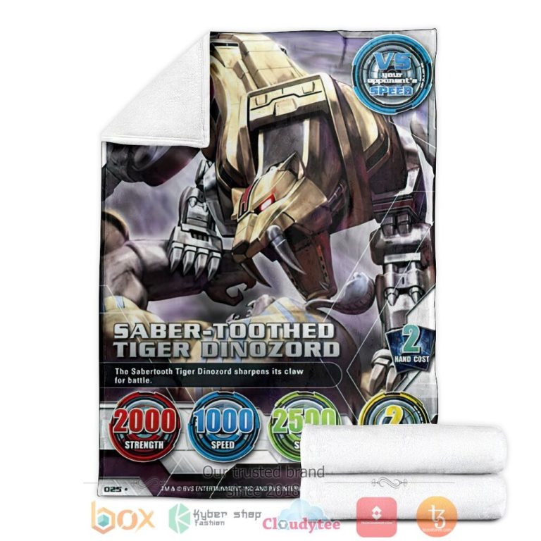 Mighty-Morphin-Power-Rangers-Saber-Toothed-Tiger-Dinozord-Custom-Soft-Blanket-2