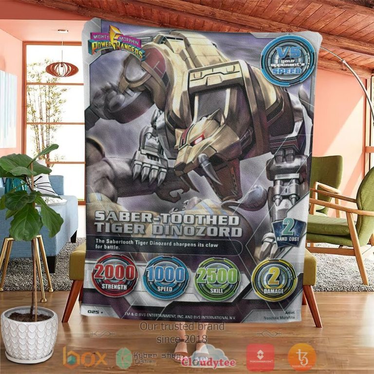 Mighty-Morphin-Power-Rangers-Saber-Toothed-Tiger-Dinozord-Custom-Soft-Blanket-3