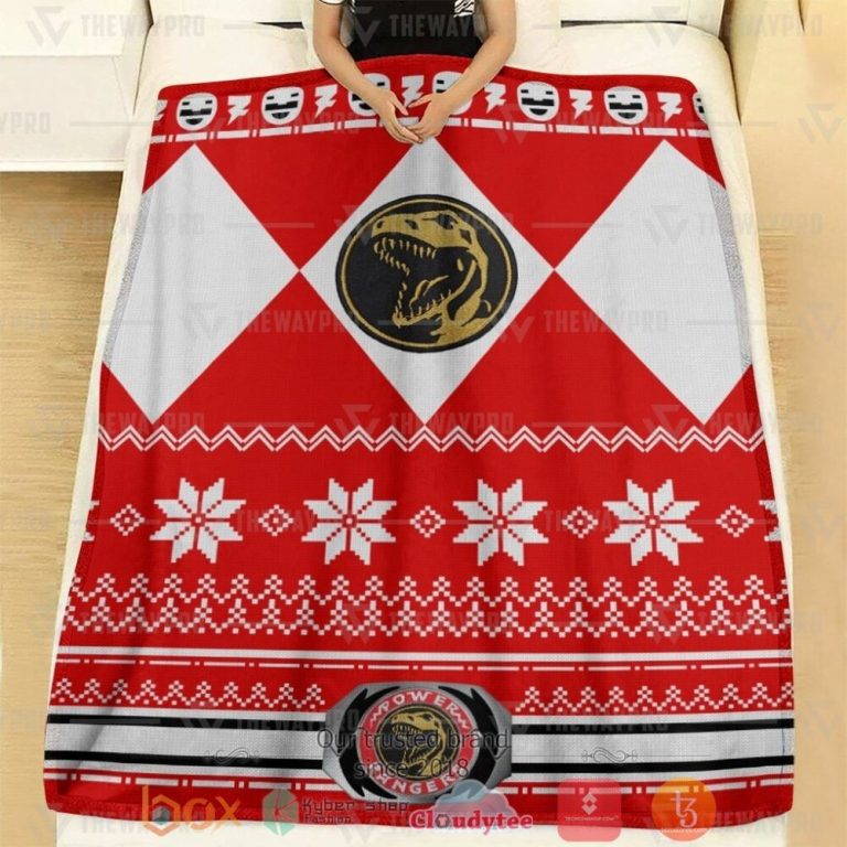 Mighty-Morphin-Red-Power-Rangers-Ugly-Christmas-Custom-Soft-Blanket-1