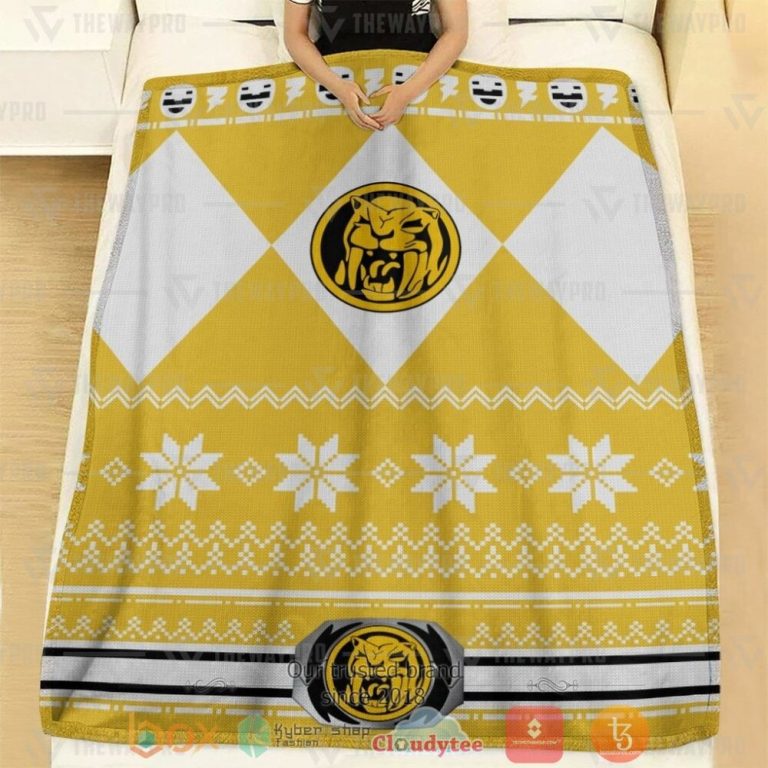 Mighty-Morphin-Yellow-Power-Rangers-Ugly-Christmas-Custom-Soft-Blanket-1