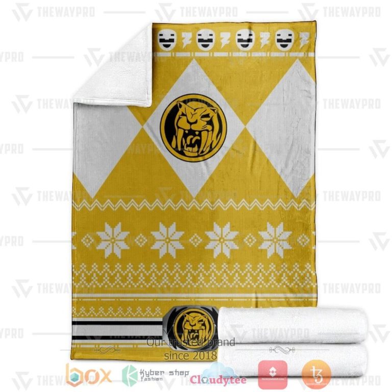 Mighty-Morphin-Yellow-Power-Rangers-Ugly-Christmas-Custom-Soft-Blanket-2
