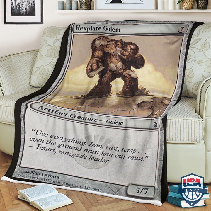 Mtg Card Game Hexplate Golem Fleece Blanket Mtg Card Game Hexplate Golem Fleece Blanket