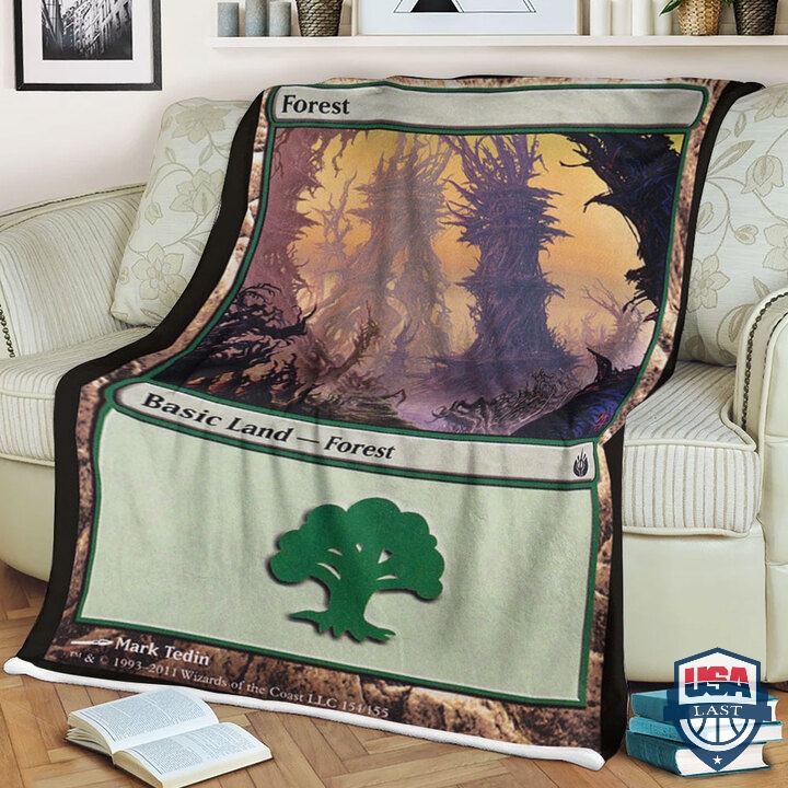 Mtg-Game-Mbs-Basic-Land-Forest-Fleece-Blanket-1